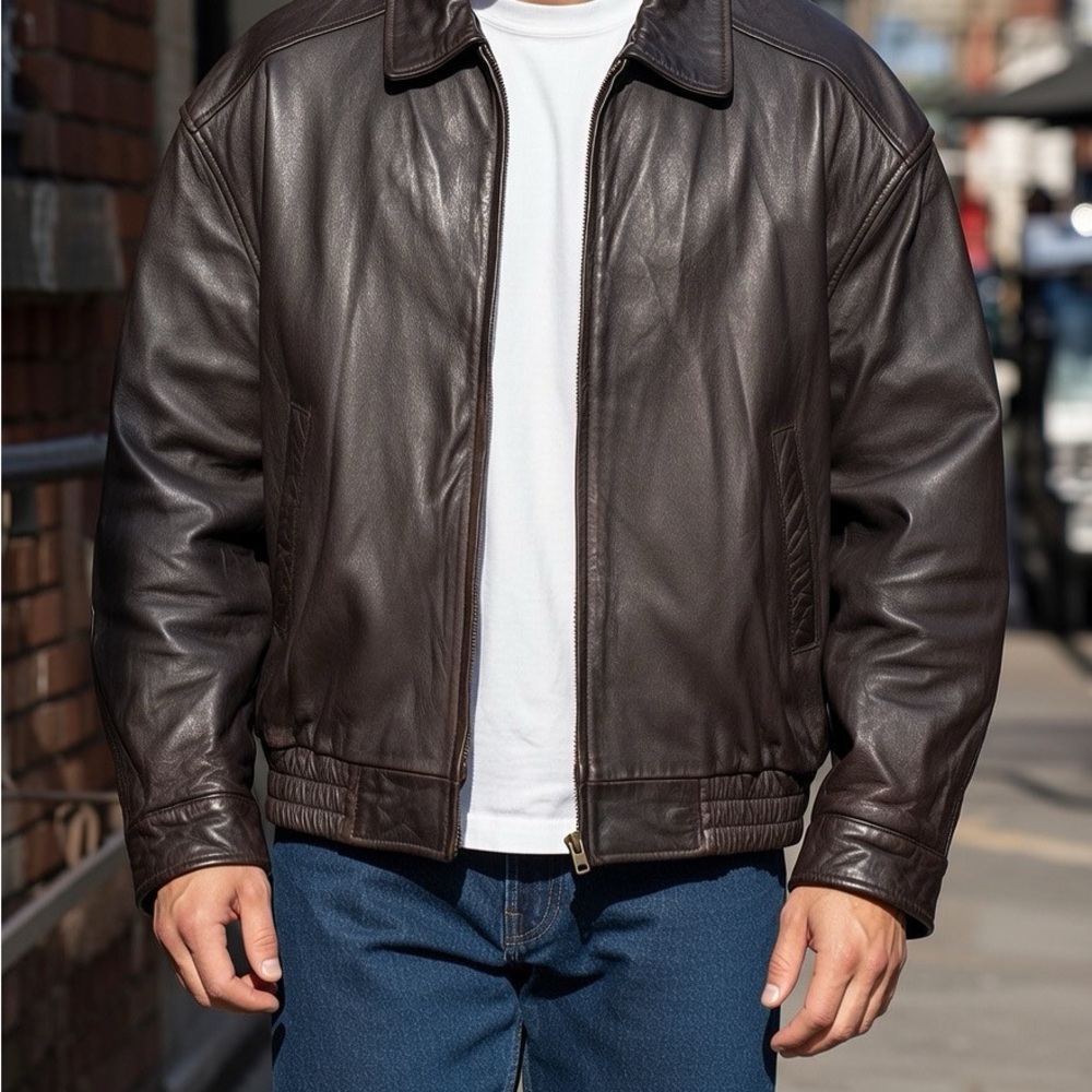 Vintage Men's Brown Leather Jacket